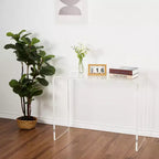 TROPOW Modern Acrylic Console Table Transparent Narrow Side Table, Compact Accent Furniture for Living Room, 38.2x15x29.3 Inches,Transparent