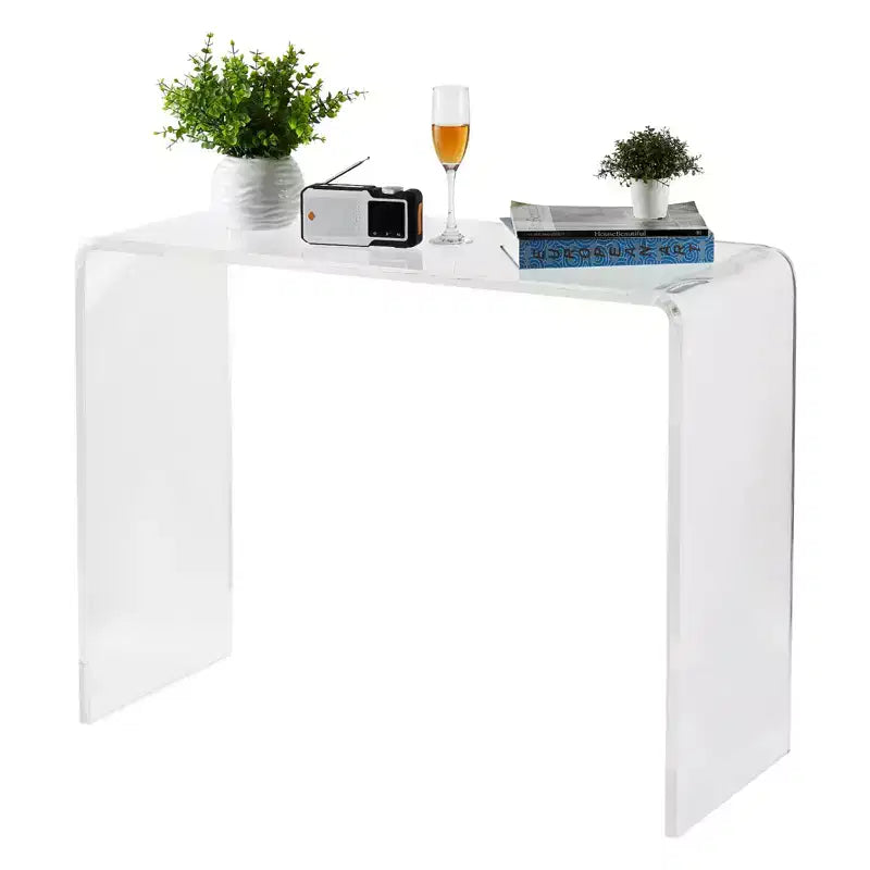 TROPOW Table Console Moderne en Acrylique, Table d'Appoint Étroite Transparente, Meuble d'Appoint Compact pour Salon, 38.2x15x29.3 Pouces, Transparent