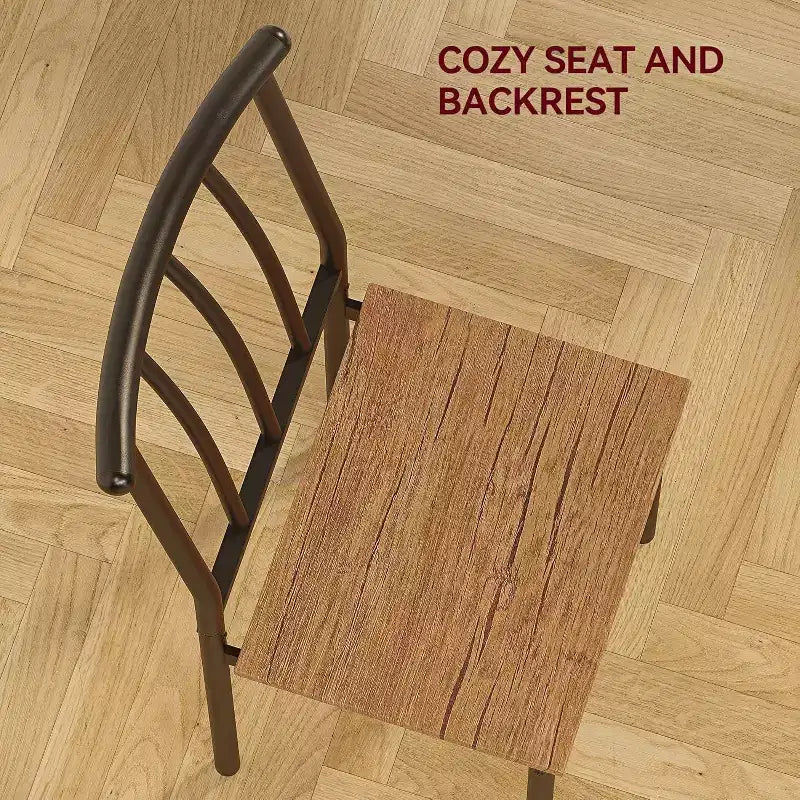 3-Piece Rustic Dining Set - Square Table & Chairs for 2 with Wine Rack, Small Space Kitchen