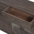 Christopher Knight Home Mirae 55.1'' Vintage Storage Cabinet with 7 Drawers, 2 Glass Doors and Adjustable Shelves