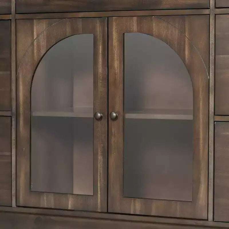 Christopher Knight Home Mirae 55.1'' Vintage Storage Cabinet with 7 Drawers, 2 Glass Doors and Adjustable Shelves