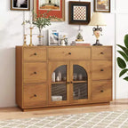 Christopher Knight Home Mirae 55.1'' Vintage Storage Cabinet with 7 Drawers, 2 Glass Doors and Adjustable Shelves