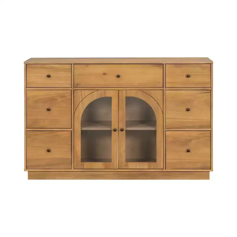 Christopher Knight Home Mirae 55.1'' Vintage Storage Cabinet with 7 Drawers, 2 Glass Doors and Adjustable Shelves