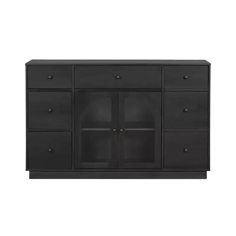 Christopher Knight Home Mirae 55.1'' Vintage Storage Cabinet with 7 Drawers, 2 Glass Doors and Adjustable Shelves