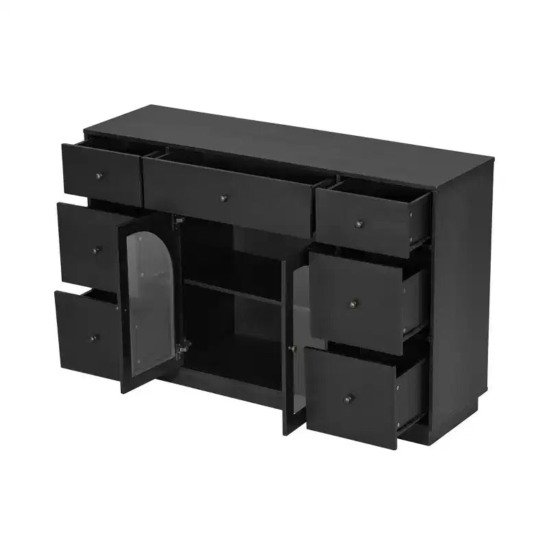 Christopher Knight Home Mirae 55.1'' Vintage Storage Cabinet with 7 Drawers, 2 Glass Doors and Adjustable Shelves