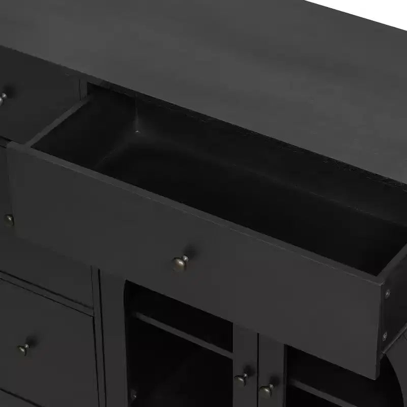 Christopher Knight Home Mirae 55.1'' Vintage Storage Cabinet with 7 Drawers, 2 Glass Doors and Adjustable Shelves