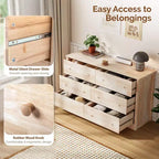 Karl Home 6-Drawer Natural MDF (Medium-Density Fiberboard) 57.09in. W Chest of Drawer