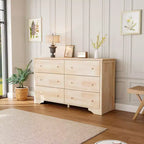 Karl Home 6-Drawer Natural MDF (Medium-Density Fiberboard) 57.09in. W Chest of Drawer