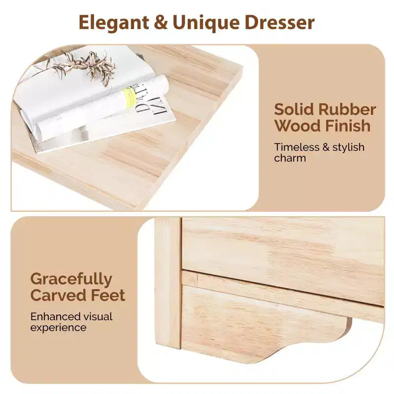 Karl Home 6-Drawer Natural MDF (Medium-Density Fiberboard) 57.09in. W Chest of Drawer