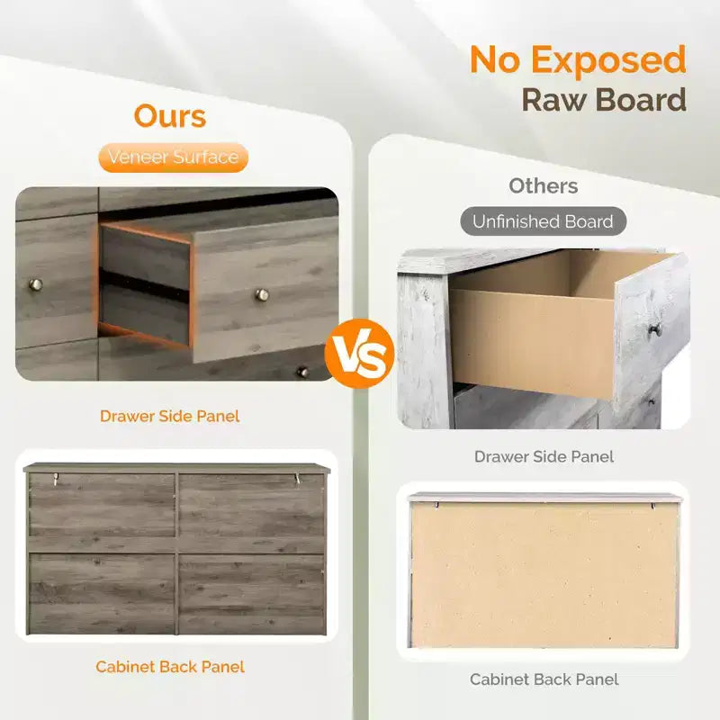 Karl Home 6-Drawer Grey Particle Board 31.5in. W Chest of Drawer