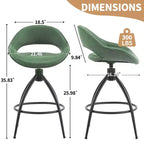 Karl Home 2 Piece Set of Green Swivel Bar Stools with Hollow - out Backrest, PU Upholstery & Powder