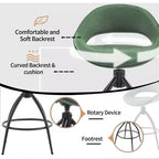 Karl Home 2 Piece Set of Green Swivel Bar Stools with Hollow - out Backrest, PU Upholstery & Powder