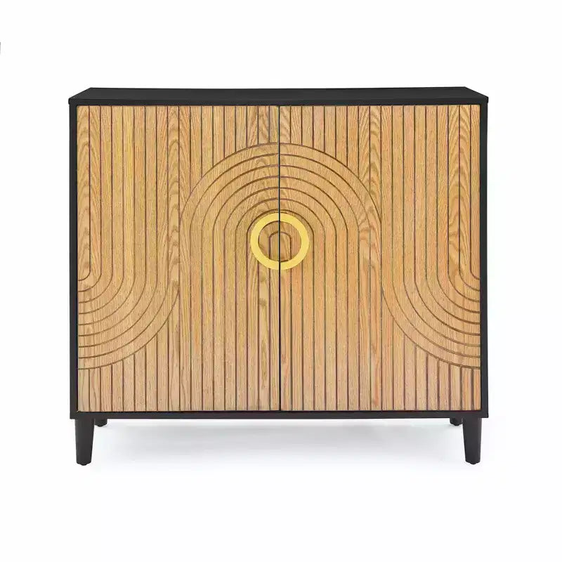 TROPOW Buffet Cabinet with Storage, Free Standing Storage Cabinet with Double Doors, Accent Cabinet with Solid Wood Feet, Sideboard Cabinet ,Black