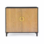 TROPOW Buffet Cabinet with Storage, Free Standing Storage Cabinet with Double Doors, Accent Cabinet with Solid Wood Feet, Sideboard Cabinet ,Black