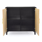 TROPOW Buffet Cabinet with Storage, Free Standing Storage Cabinet with Double Doors, Accent Cabinet with Solid Wood Feet, Sideboard Cabinet ,Black