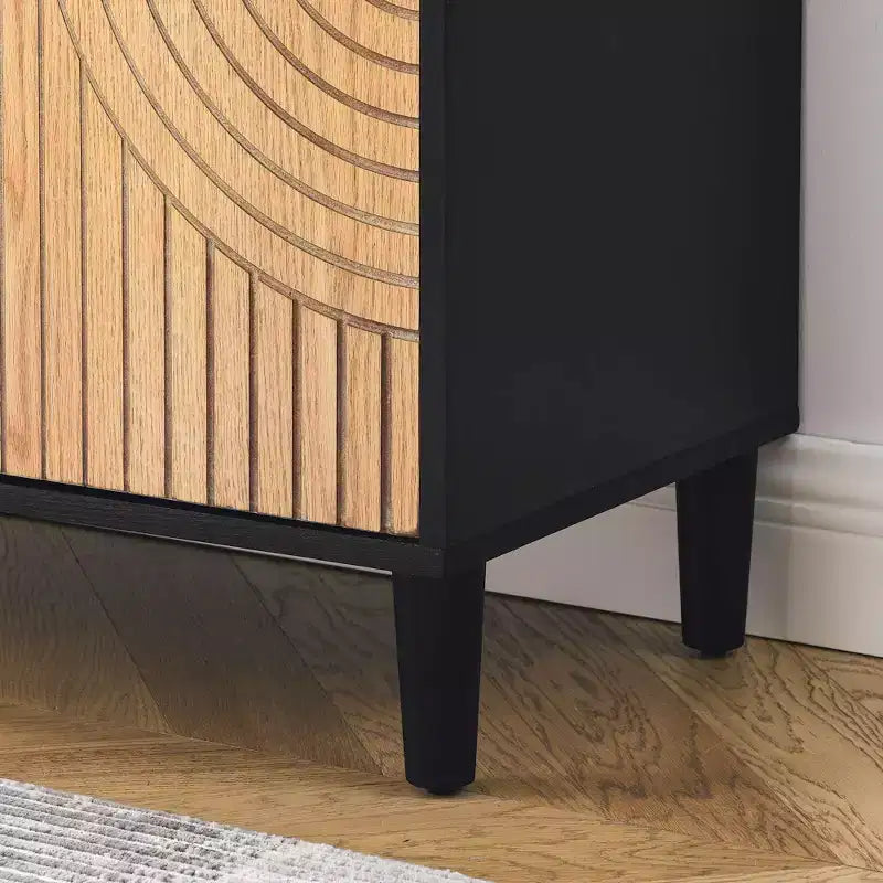 TROPOW Buffet Cabinet with Storage, Free Standing Storage Cabinet with Double Doors, Accent Cabinet with Solid Wood Feet, Sideboard Cabinet ,Black