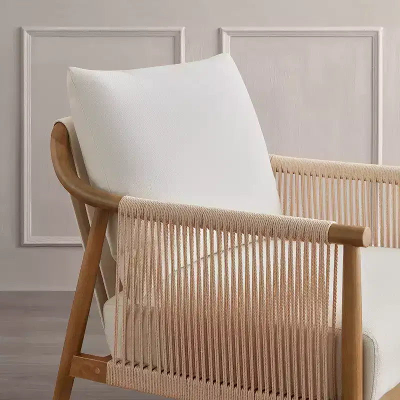 Spruce&Spring Modern Farmhouse Accent Chair with Braid Wood Armm
