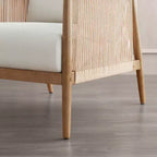 Spruce&Spring Modern Farmhouse Accent Chair with Braid Wood Armm