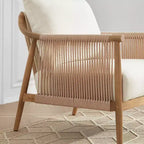 Spruce&Spring Modern Farmhouse Accent Chair with Braid Wood Armm
