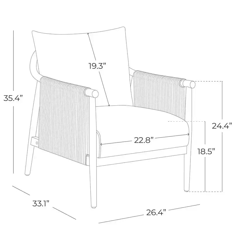Spruce&Spring Modern Farmhouse Accent Chair with Braid Wood Armm