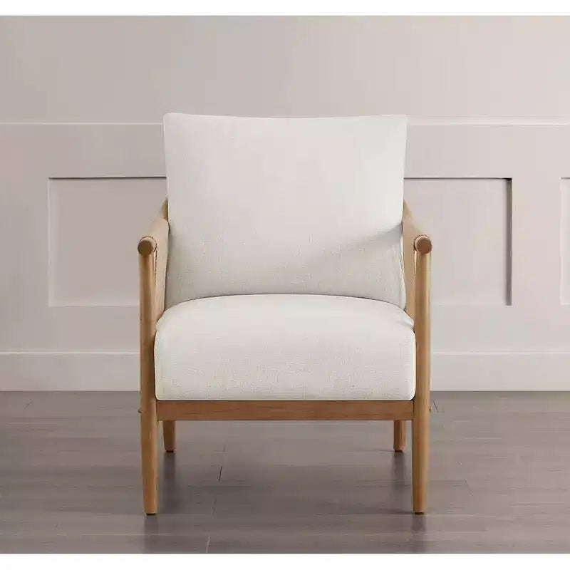 Spruce&Spring Modern Farmhouse Accent Chair with Braid Wood Armm