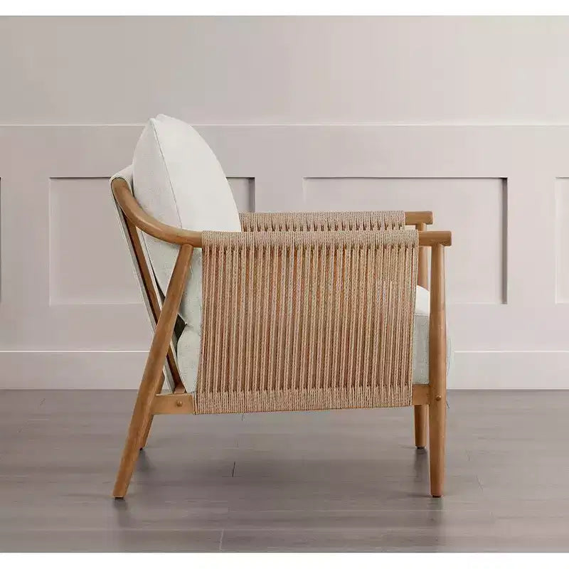 Spruce&Spring Modern Farmhouse Accent Chair with Braid Wood Armm