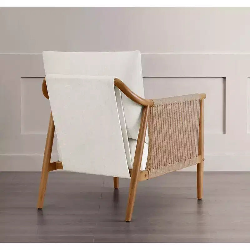 Spruce&Spring Modern Farmhouse Accent Chair with Braid Wood Armm