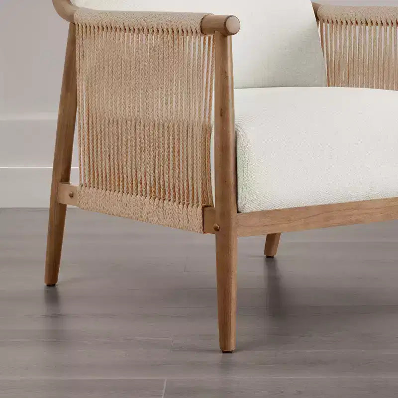 Spruce&Spring Modern Farmhouse Accent Chair with Braid Wood Armm
