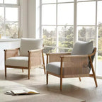 Spruce&Spring Modern Farmhouse Accent Chair with Braid Wood Armm