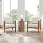 Spruce&Spring Modern Farmhouse Accent Chair with Braid Wood Armm