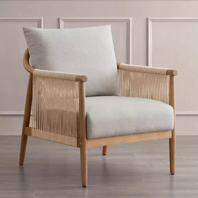 Spruce&Spring Modern Farmhouse Accent Chair with Braid Wood Armm