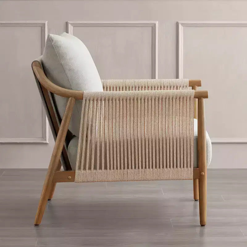 Spruce&Spring Modern Farmhouse Accent Chair with Braid Wood Armm