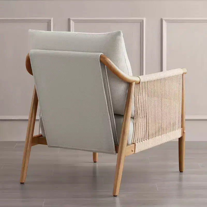 Spruce&Spring Modern Farmhouse Accent Chair with Braid Wood Armm