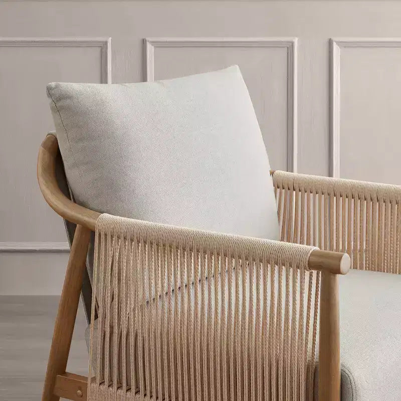Spruce&Spring Modern Farmhouse Accent Chair with Braid Wood Armm