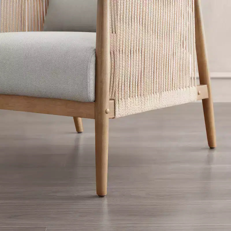 Spruce&Spring Modern Farmhouse Accent Chair with Braid Wood Armm