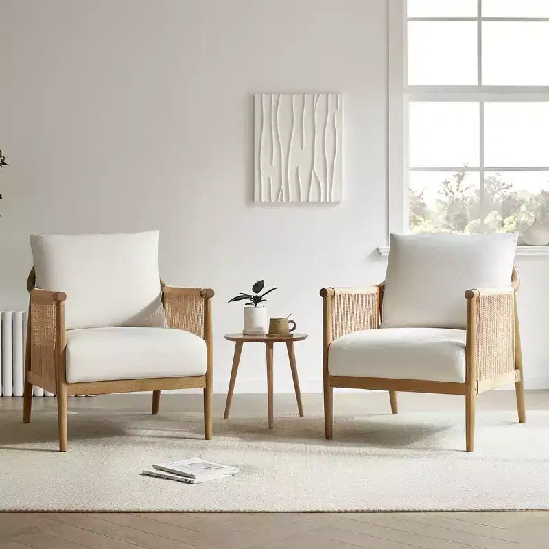 Spruce&Spring Modern Farmhouse Accent Chair with Braid Wood Armm