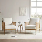 Spruce&Spring Modern Farmhouse Accent Chair with Braid Wood Armm