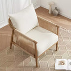 Spruce&Spring Modern Farmhouse Accent Chair with Braid Wood Armm