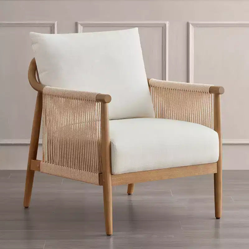 Spruce&Spring Modern Farmhouse Accent Chair with Braid Wood Armm