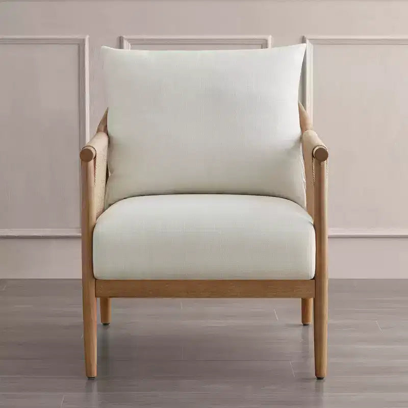 Spruce&Spring Modern Farmhouse Accent Chair with Braid Wood Armm
