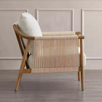 Spruce&Spring Modern Farmhouse Accent Chair with Braid Wood Armm