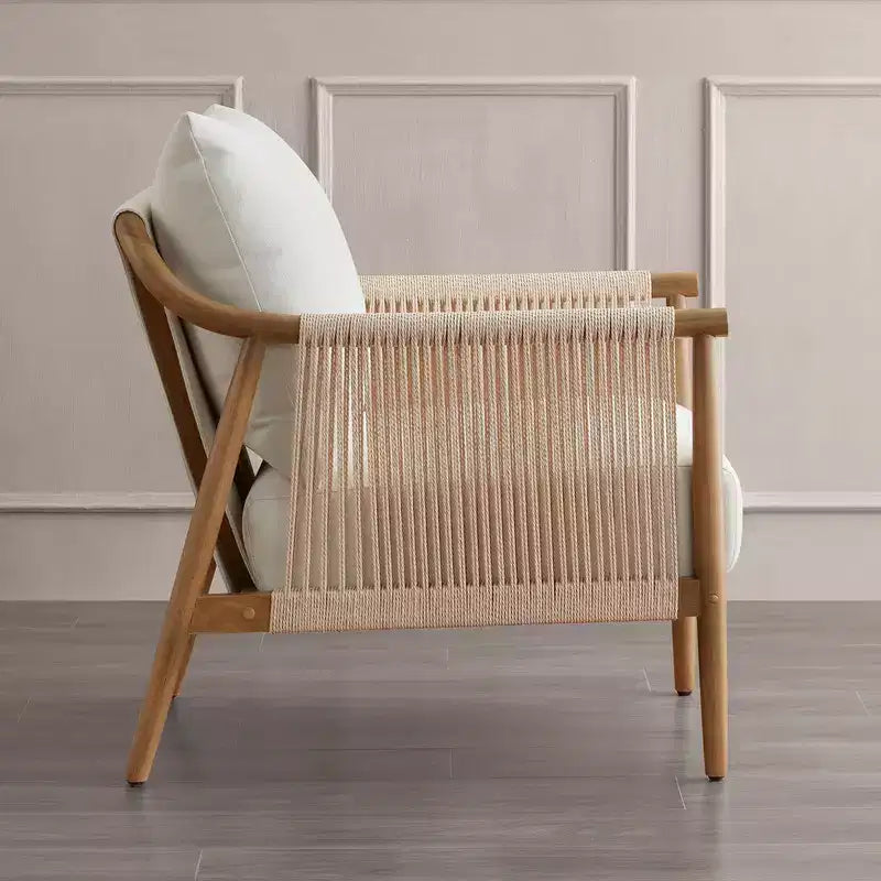 Spruce&Spring Modern Farmhouse Accent Chair with Braid Wood Armm