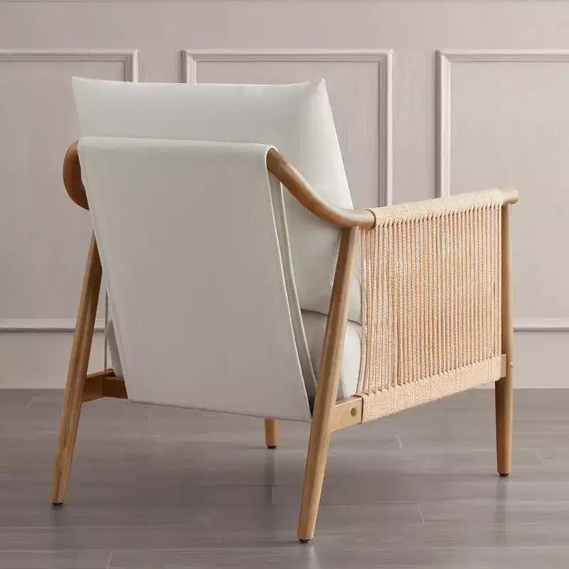 Spruce&Spring Modern Farmhouse Accent Chair with Braid Wood Armm