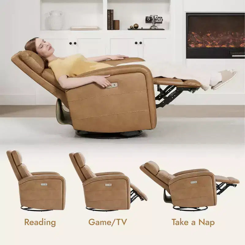 Spruce & Spring Power Glider Swivel Rocker Recliner Chair Nursery Recliner