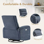 Spruce & Spring Power Glider Swivel Rocker Recliner Chair Nursery Recliner