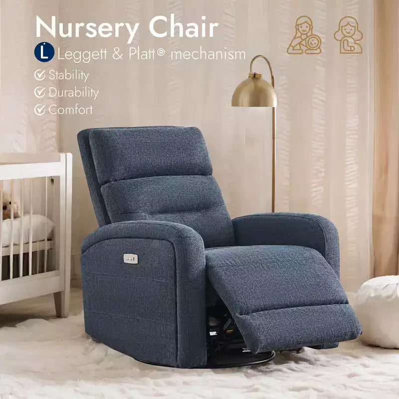 Spruce & Spring Power Glider Swivel Rocker Recliner Chair Nursery Recliner