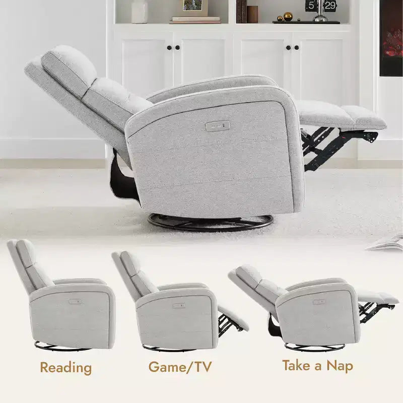 Spruce & Spring Power Glider Swivel Rocker Recliner Chair Nursery Recliner