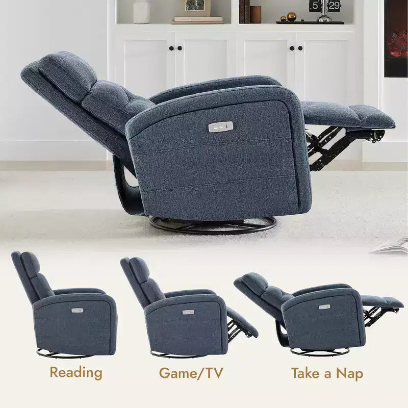 Spruce & Spring Power Glider Swivel Rocker Recliner Chair Nursery Recliner