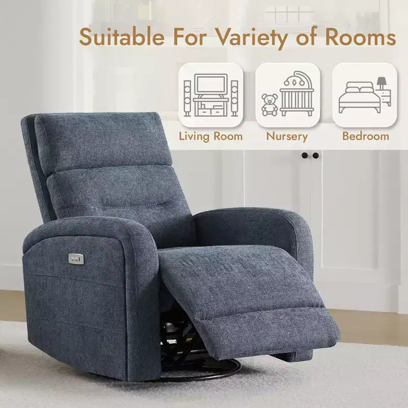 Spruce & Spring Power Glider Swivel Rocker Recliner Chair Nursery Recliner