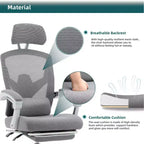 Okak Modern High-Back Mesh Home Office Chair with Retractable Footrest,Adjustable Swivel Task Chair for Office,Study